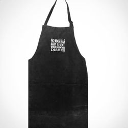 Black “No Man Has Ever Been Shot While Doing The Dishes” Canvas BBQ Apron