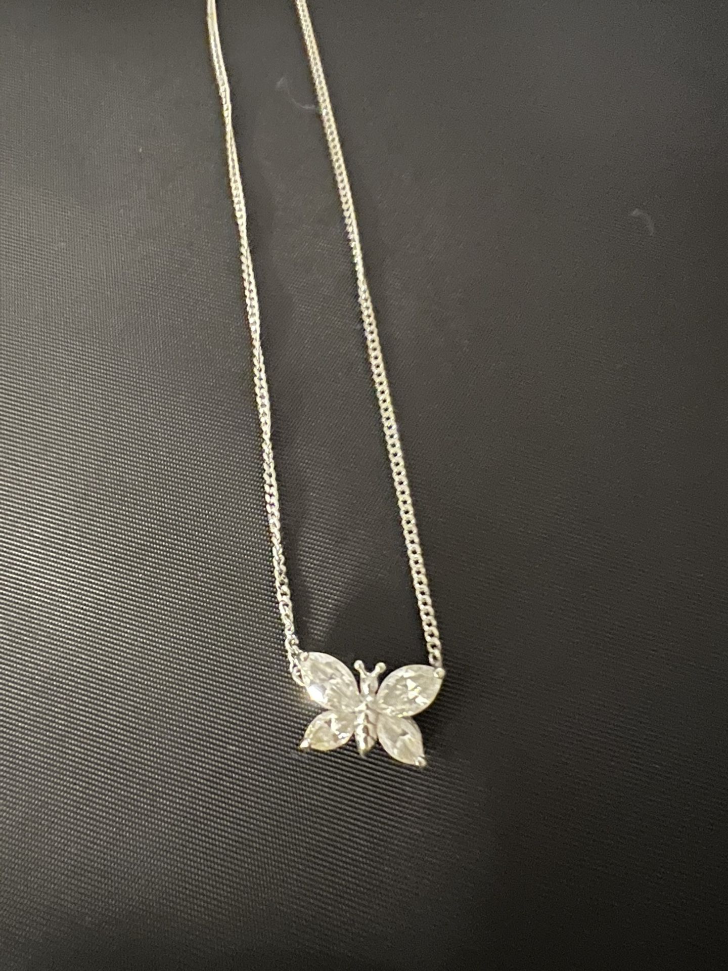 Swarovski  Butterfly necklace Silver W/  Cubic Zirconia 
