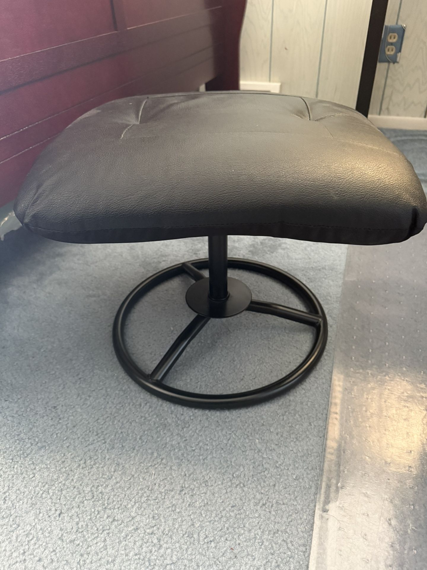 Black Leather Ottoman