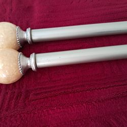 Single Curtain Rods with elegant yellowish/cream marble ball finials.