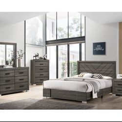 4- Pc Bedroom set Dresser,Mirror  Nightstand (1) Queen size bed frame  Not including Mattress and Box Sp