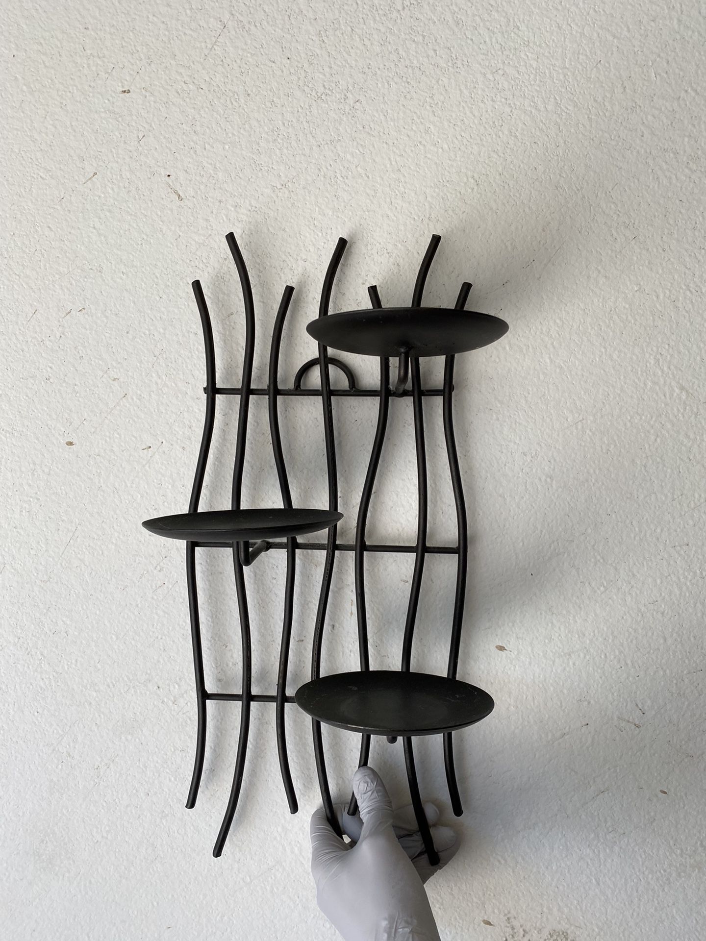 Metal Wall Candle / Pots Holder Black 19x8