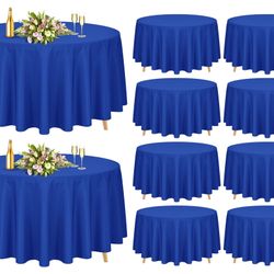 Pesonlook 10 Pack 120 Inch Royal Blue Round Table Cloths, Premium Polyester Round Tablecloth Wrinkle Resistant Washable Table Cover For Wedding, Party