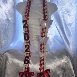 Red cherry Butterfly Grad Leis