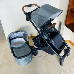 Uppababy V2 Cruz Stroller with Bassinet light green