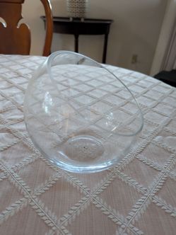 Crate and Barrel Clear Glass Tilted Bowl Vase