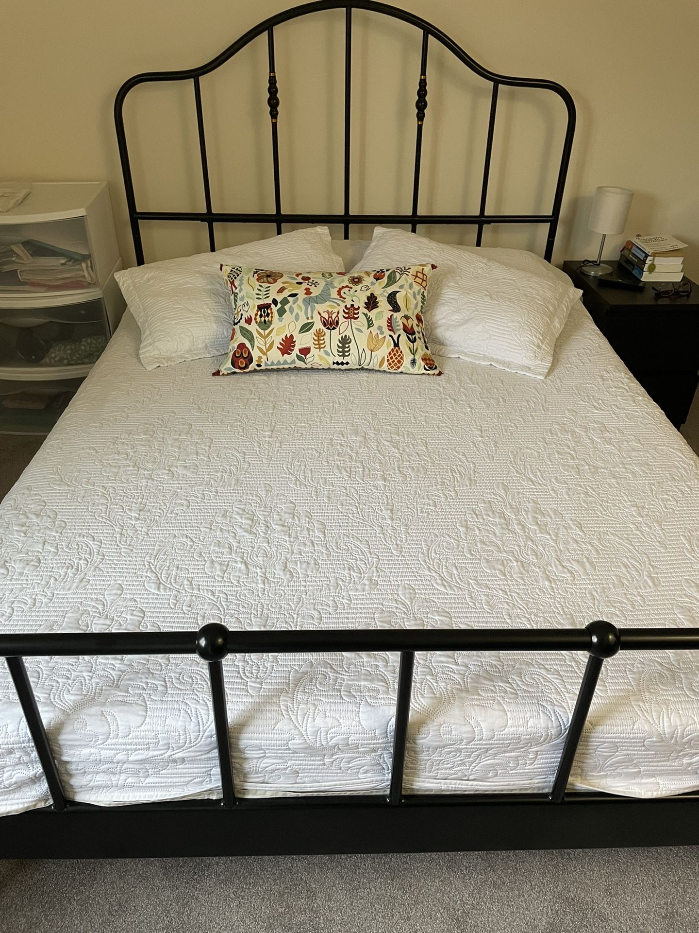 Queen Metal Bed Frame with Slats – $100