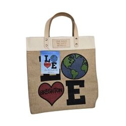 Brighton  Love Makes the Earth Go Round Limited Edition Burlap Tote Bag NWT