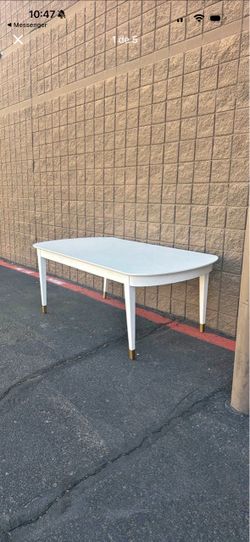 White Dining Table with Gold Leg Tips