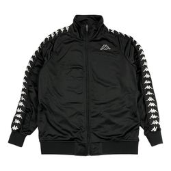 KAPPA TRACK JACKET MENS MEDIUM M BLACK SWEATER SIDE TAPE LOGO FUTBOL SOCCER Y2K