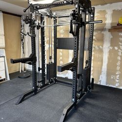 PRO SERIES Ultimate 3-1 Half Rack Functional Trainer w/Smith Machine Bar | 400lb Stack | Gym Equipment | Fitness | Commercial | Squat Rack 