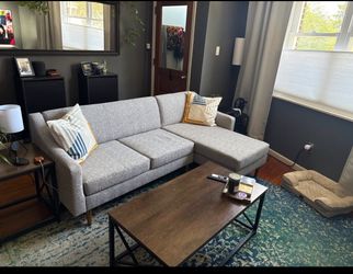 West Elm 86” Modular Sectional Couch w/ Chaise – Pearl Gray