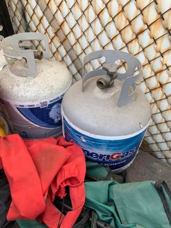 Two empty propane tanks available for sale