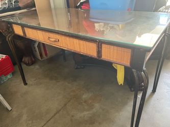 Office Desk with Glass Top and Chair