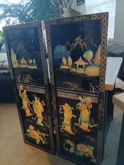 Vintage Asain Panels with Mother of Pearl inlay