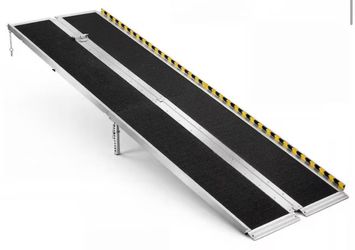 Portable Wheelchair Ramp, 8 ft. Folding Handicap Ramp for Wheelchair, 800 lbs. Capacity, Door Threshold Ramps for Stairs（HXZDPD96）