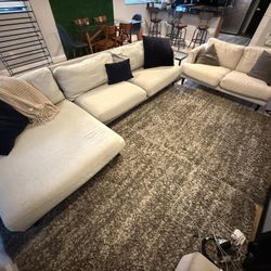 Sofa With Chaise And Love Seat With Pillows 