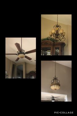 Light set- chandelier, pendant and fan