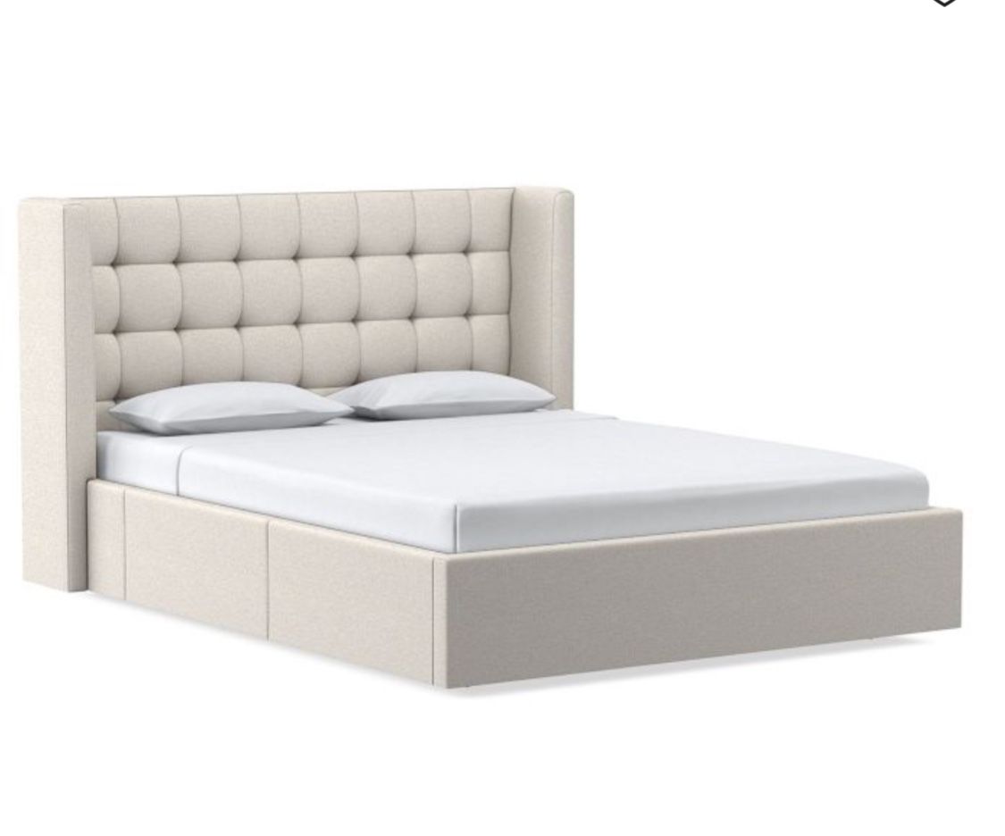 WEST ELM Padded Wingback Headboard KING