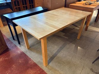 Blonde Oak Rectangular Dining Table with Removable Leaf