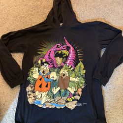 Flintstones Dinosaur Long Sleeve Hoodie T-Shirt 