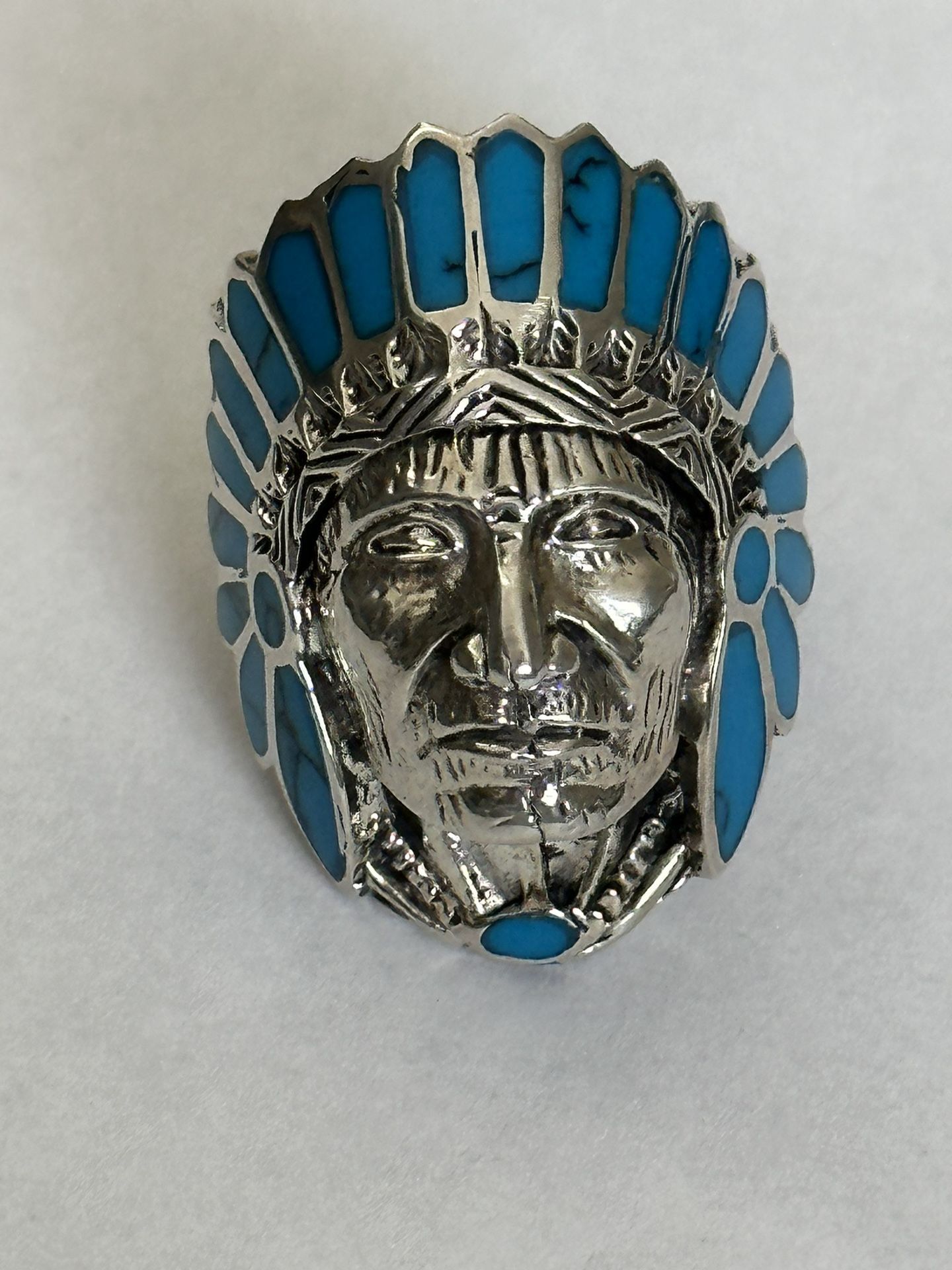 925 Silver Apache Ring Native American Indian Chief Warrior