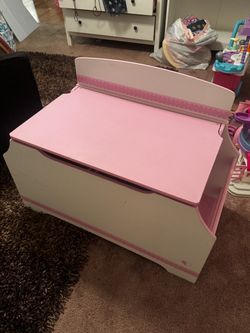 Pink & White Wooden Toy Box / Storage Chest – $40 OBO