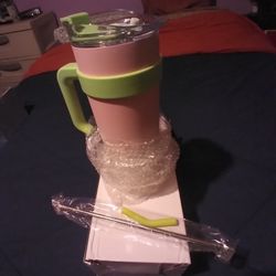 Vaso Grande Rosado Y Verde 
