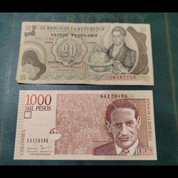 Colombia bankNotes Set Of Two 