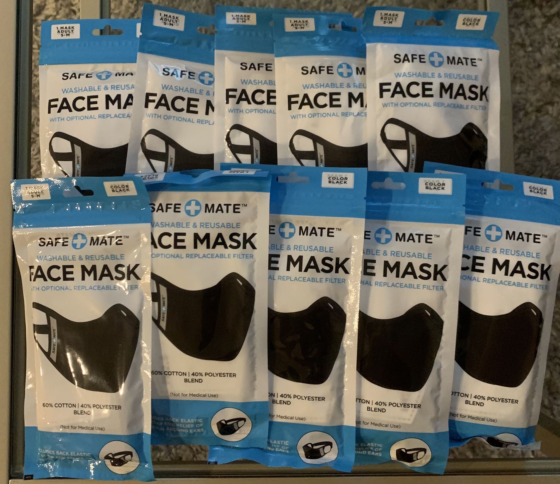10 Individually Packaged Fabric Face Masks