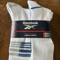 NWT Reebok men’s performance crew socks 5 pairs