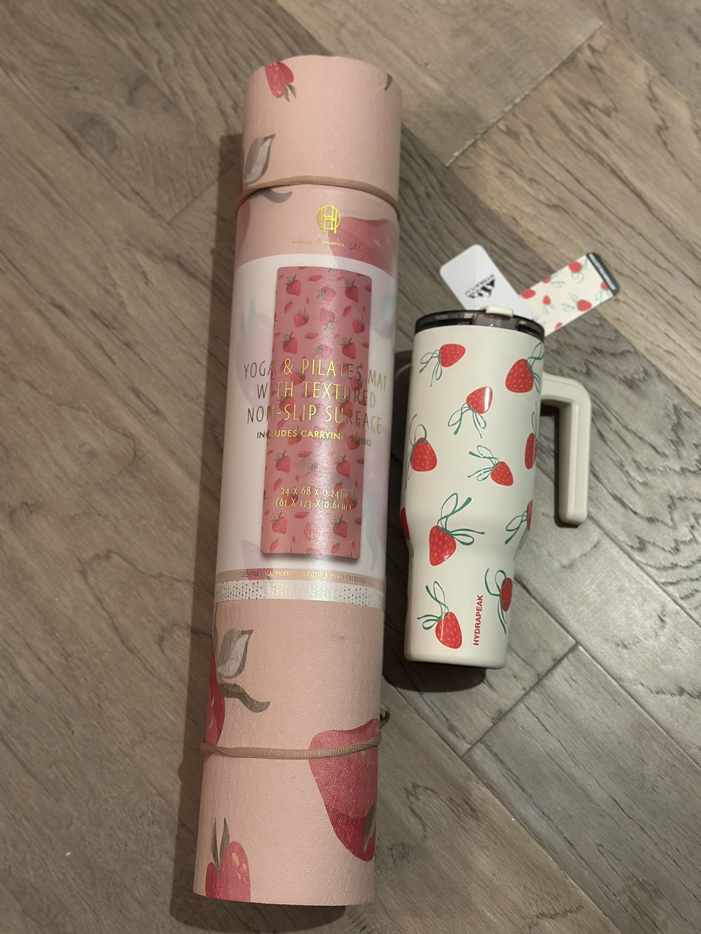 Strawberry Yoga Pilates Mat And Tumbler