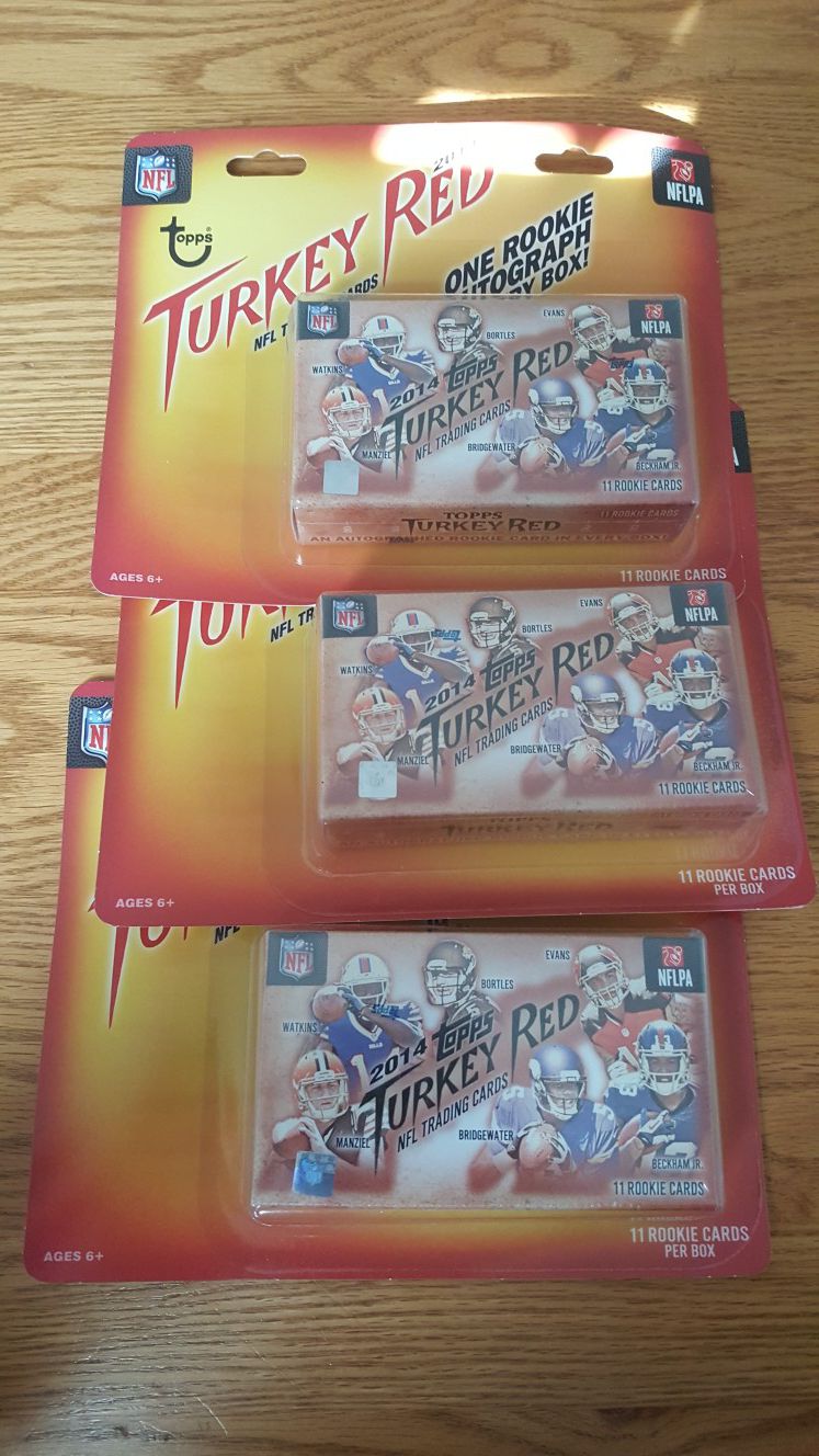 3 Sealed Boxes of 2014 Topps Turkey Red Football Cards