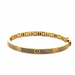 Woman’s Ladies 14k Yellow Gold 5.3mm CZ Cubic Zirconia Love Style Bangle Bracelet GP3128729