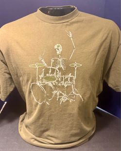 Skeleton Drumming Green T-shirt XL NICE!