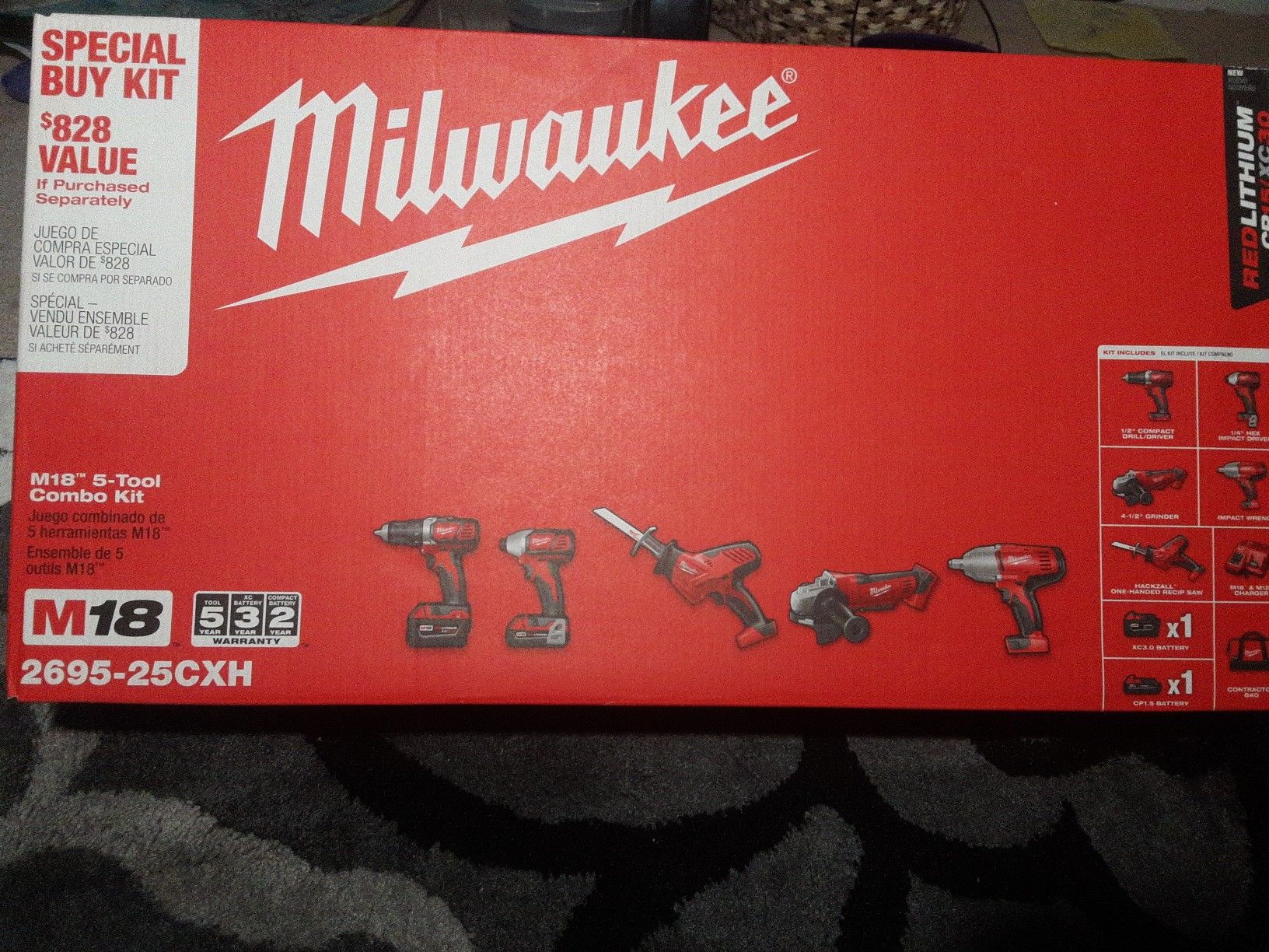 Brand new M18 Milwaukee 5 tool combo kit 2695 - 25 cxh