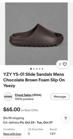 YZY YS-01 Slide Sandals Mens size 10 Chocolate Brown Foam Slip On Yeezy