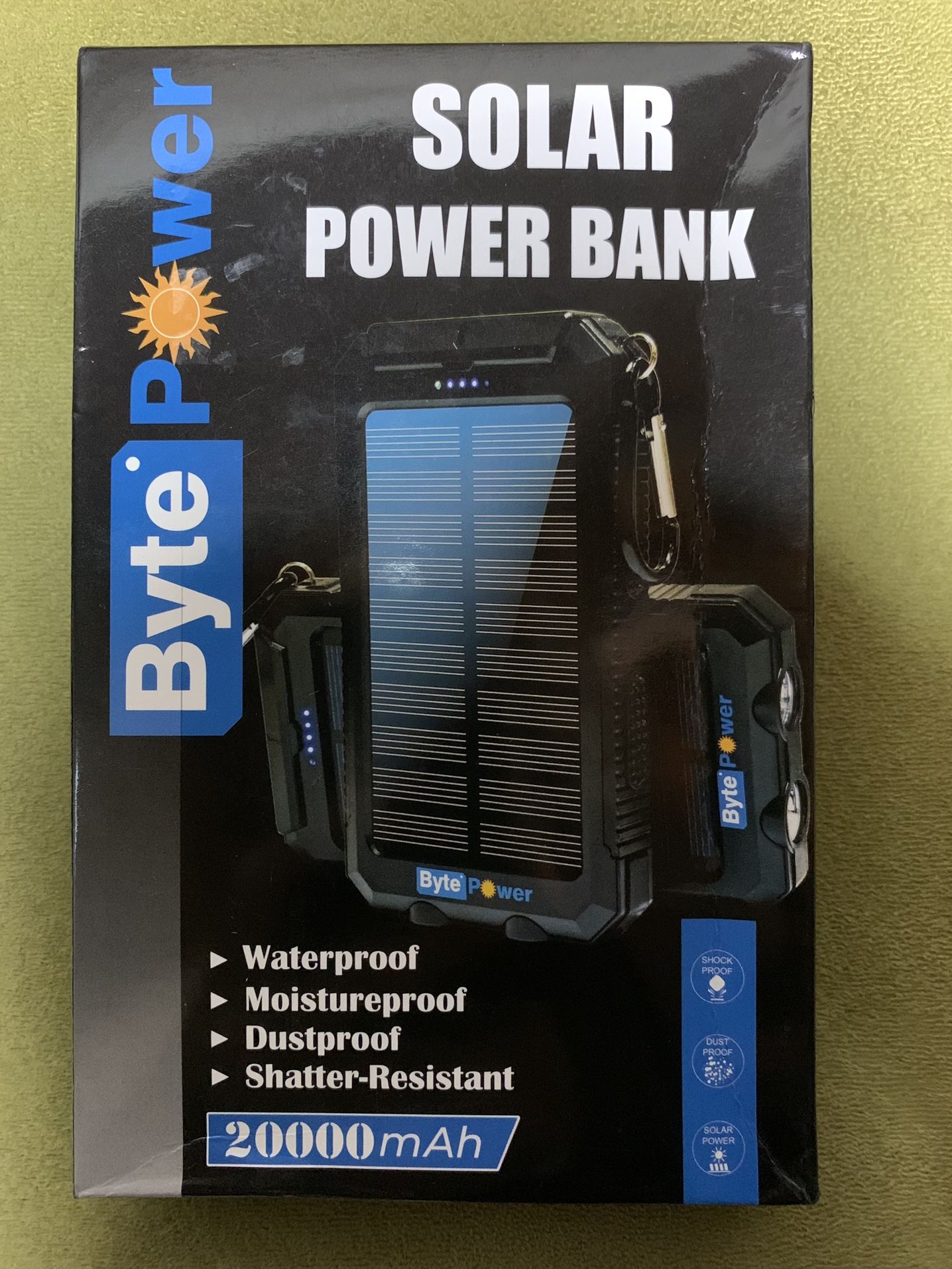 SolarCharger Power Bank 20000mAh, Portable Solar Pone Charger with Compass,Carabiner, Whistle,Flashlights,Solar Panel Charger,Camping Gear Accessory