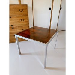 1970s Rosewood and Chrome Side Table in the Style of Florence Knoll