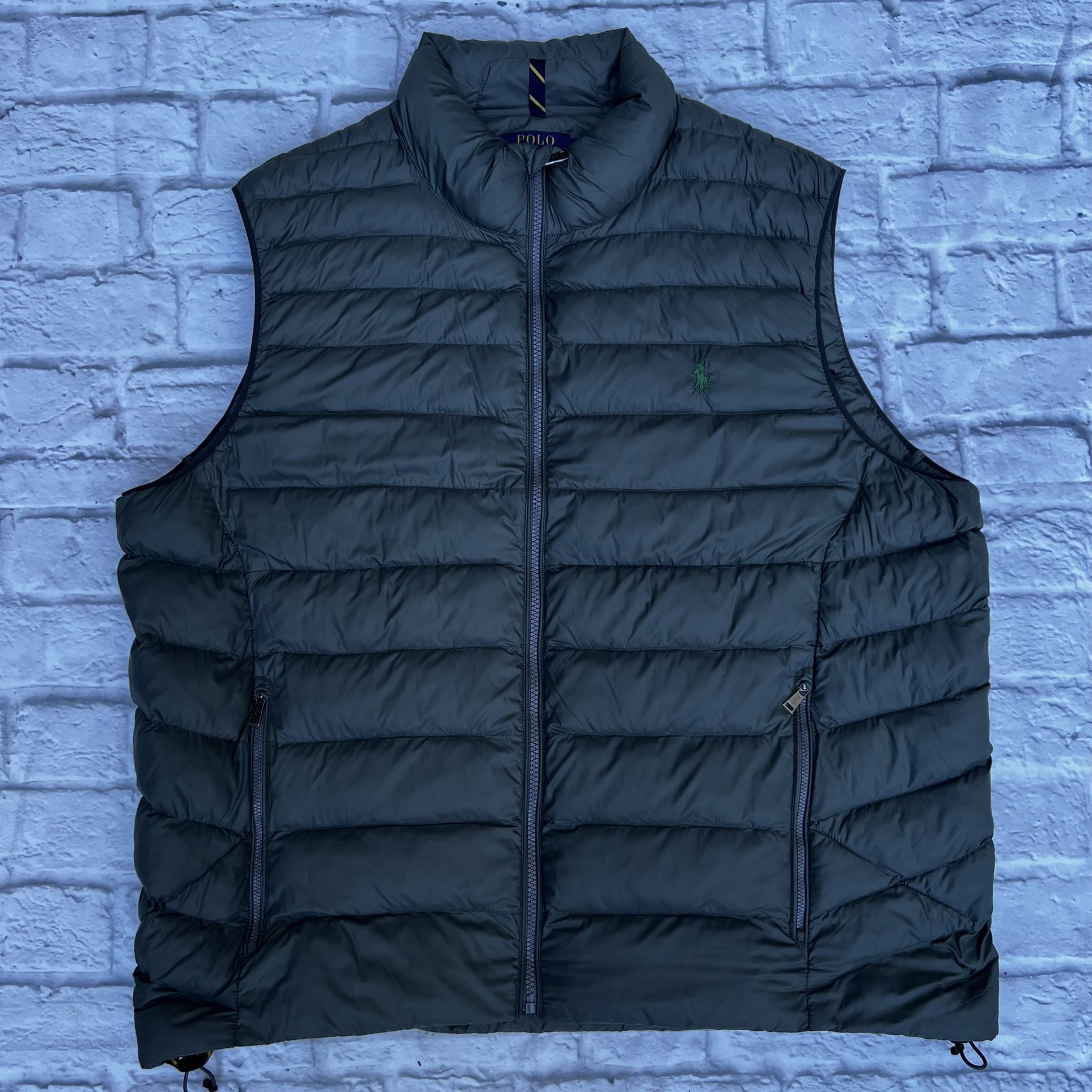 Men's Polo Ralph Lauren Gray Grey Full Zip Quilted Puffer Vest XXL (Like New)