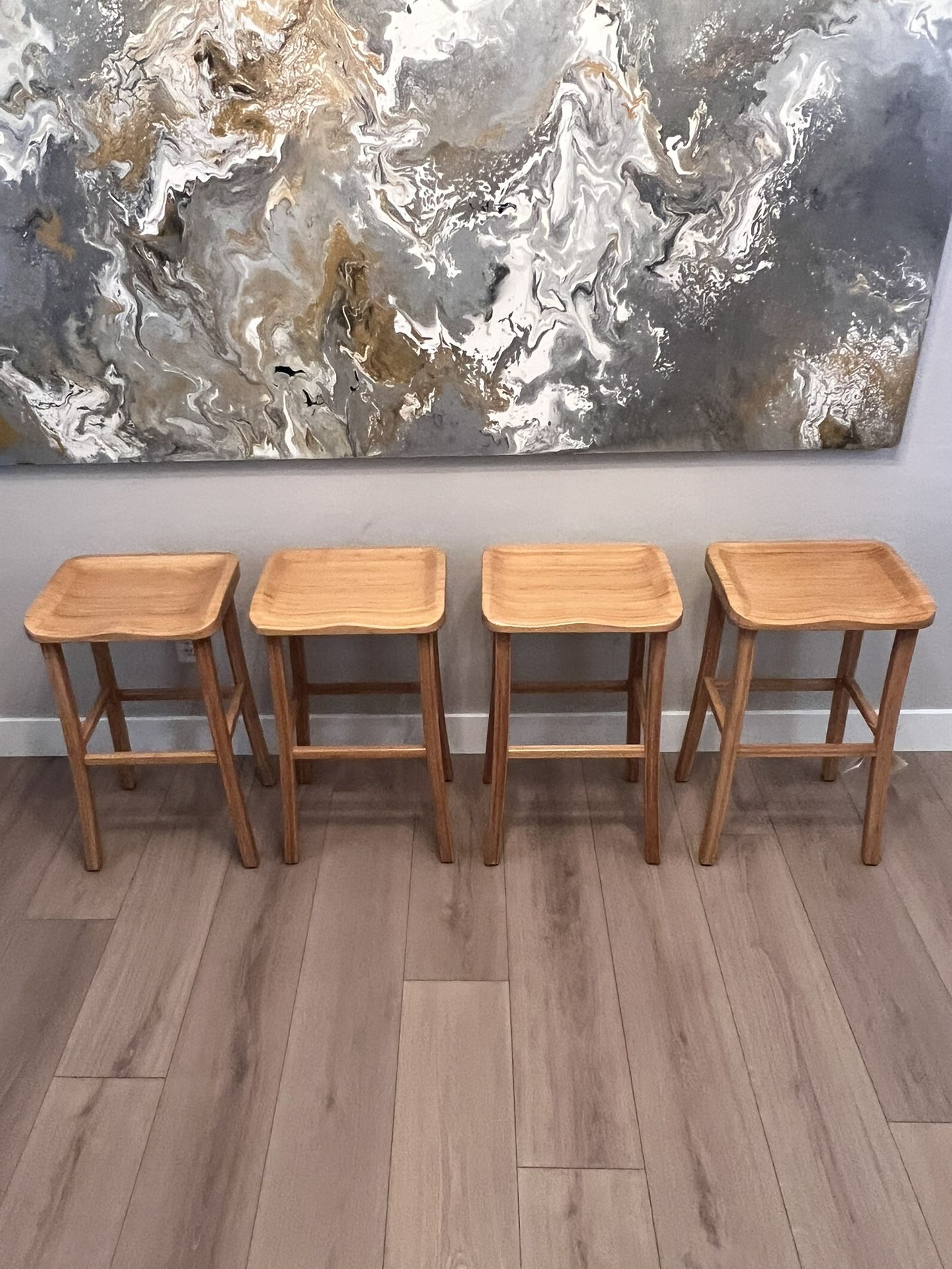 NEW-4 HIGH END- 30” Bamboo Greenington Tulip Caramelized Bar Height Stools
