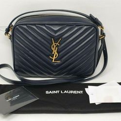 YSL Lou series crossbody bag with gold buckle