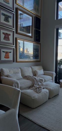 Beige Sofa ($350) + 2 Ottomans ($300)