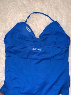 DFYNE Blue Halter Neck Bodysuit