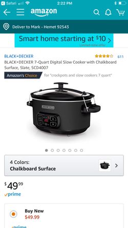 BLACK+DECKER 7 Quart Digital Slow Cooker with Chalkboard Surface