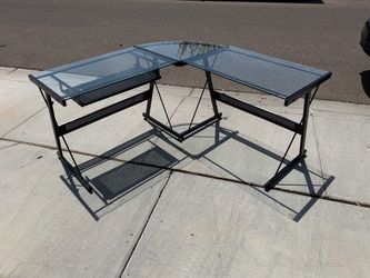 Glass  L Shaped Corner Desk