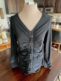NWT Ruched Lace-Up Top