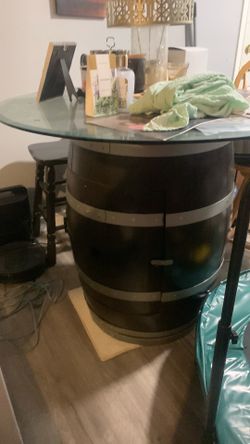Wine barrel table