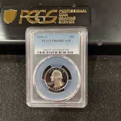 1991 S Gem Proof Washington Quarter Graded At PR69 With A Deep Cameo A-17