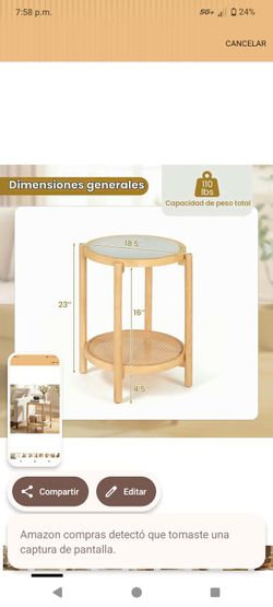 Round 2-Tier Side Table with Glass Top